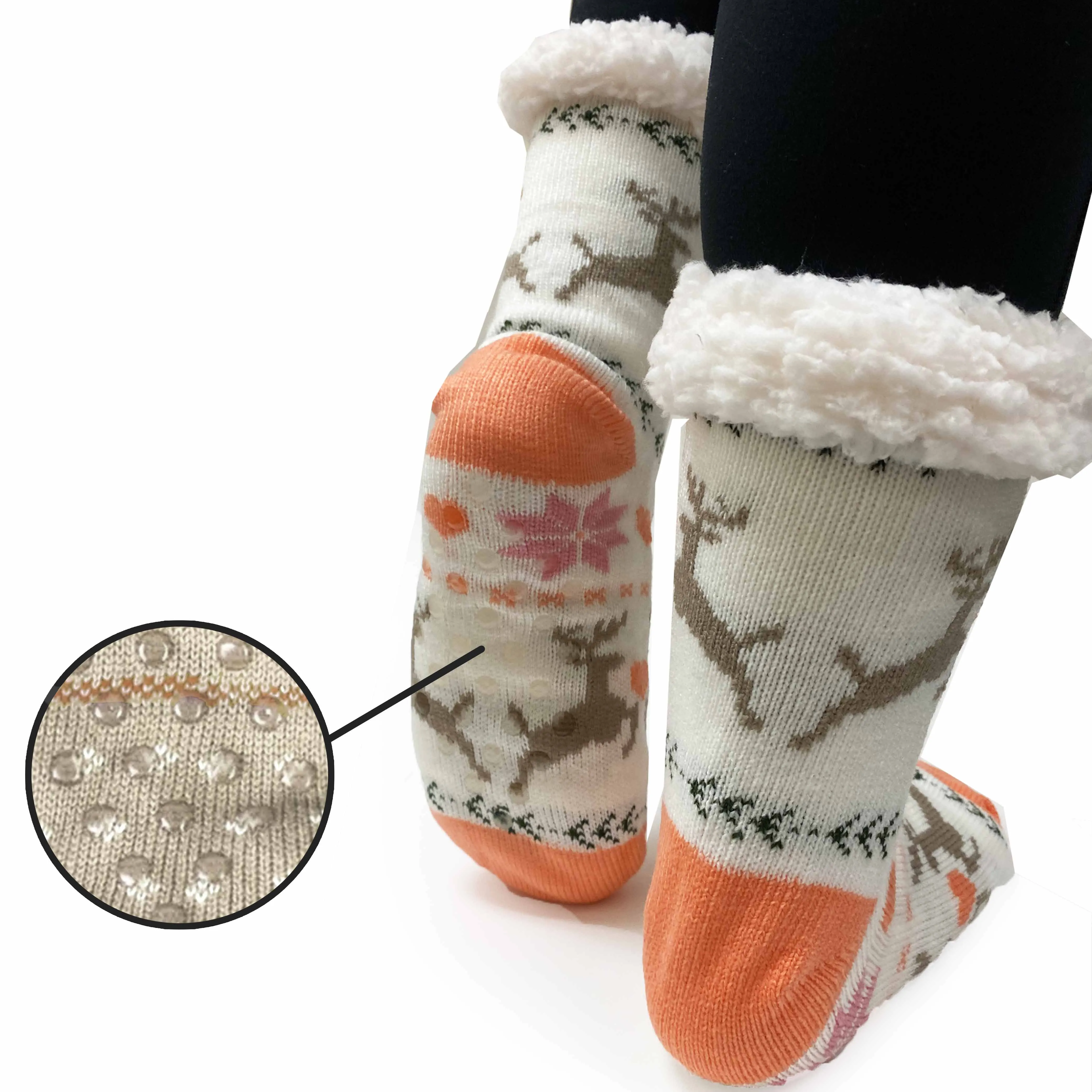 1 Pair Ladies Slipper Socks Thermal Fleece Unisex Cozy Sherpa Plush Warm 9-11