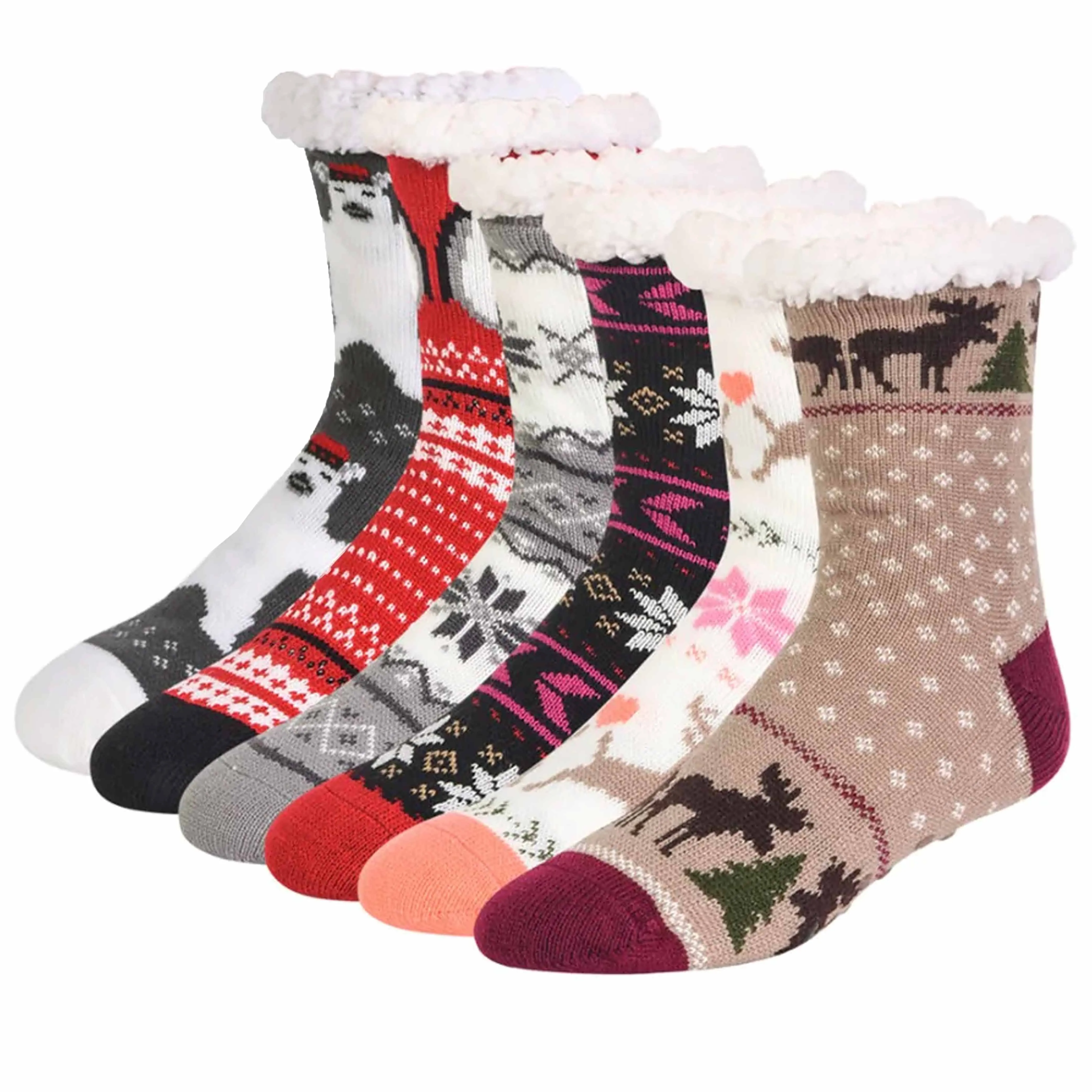 1 Pair Ladies Slipper Socks Thermal Fleece Unisex Cozy Sherpa Plush Warm 9-11