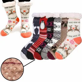 1 Pair Ladies Slipper Socks Thermal Fleece Unisex Cozy Sherpa Plush Warm 9-11