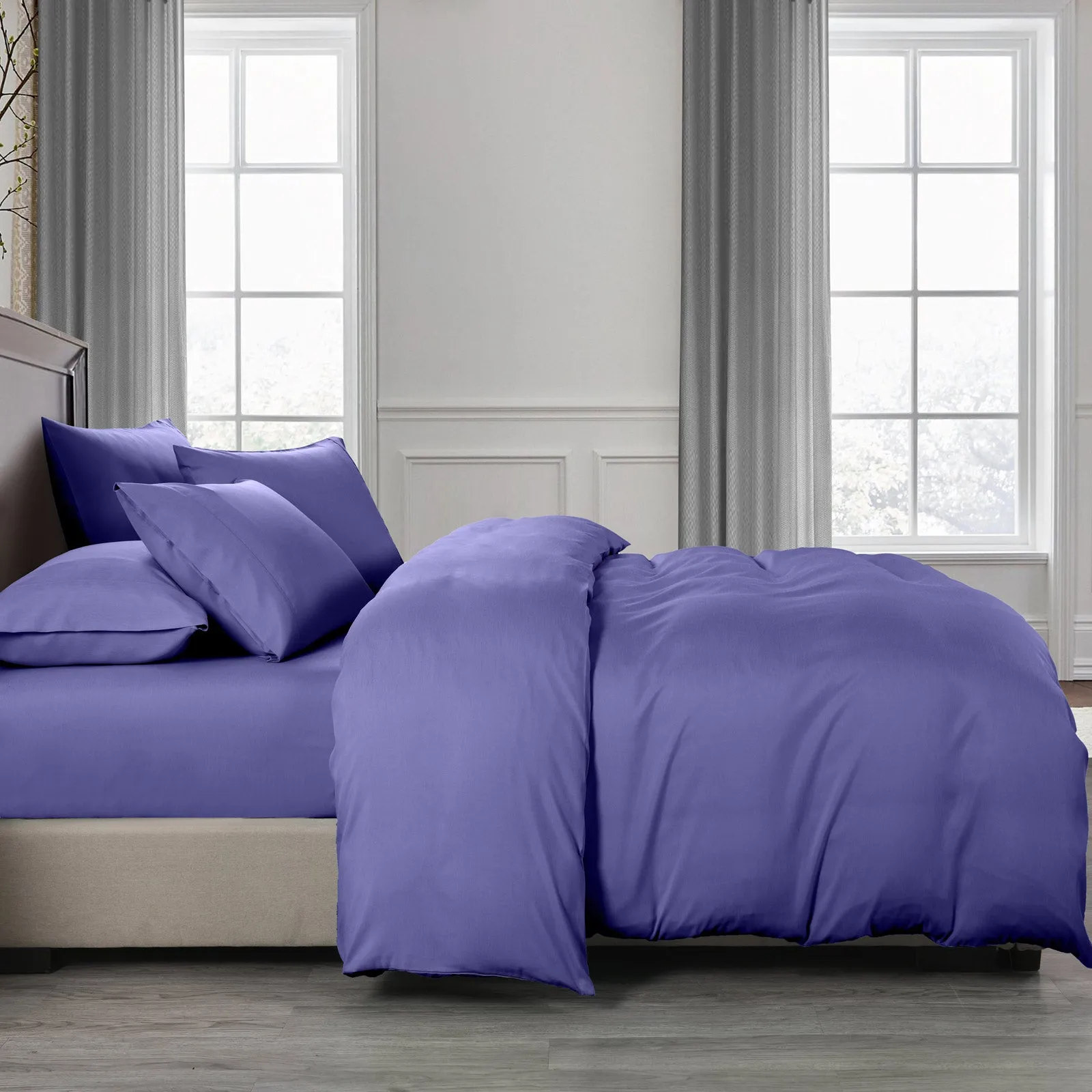 2000TC Quilt Cover Set | Bamboo Cooling Hypoallergenic & Breathable | Queen - Royal Blue