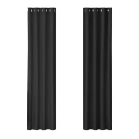 2X Blockout Eyelet Curtains | 140x230cm | Black