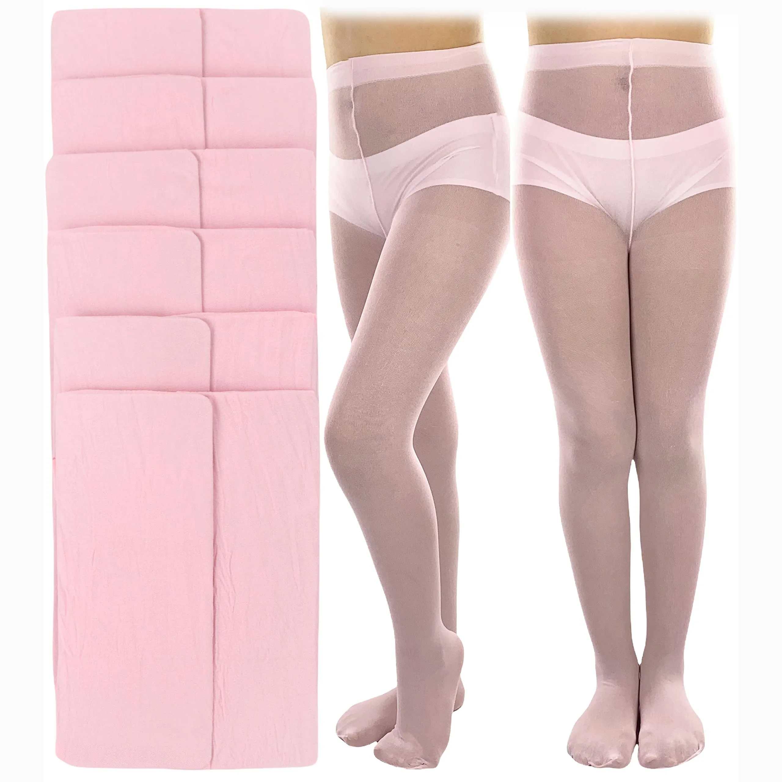 6-Pack: ToBeInStyle Girls Opaque Nylon Pantyhose Tights Solid Color
