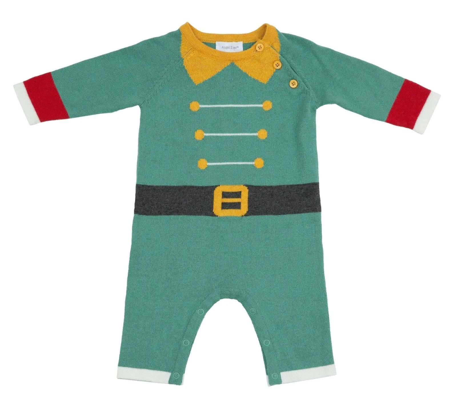 Angel Dear Baby Boys Green Knit Holiday Elf Coverall