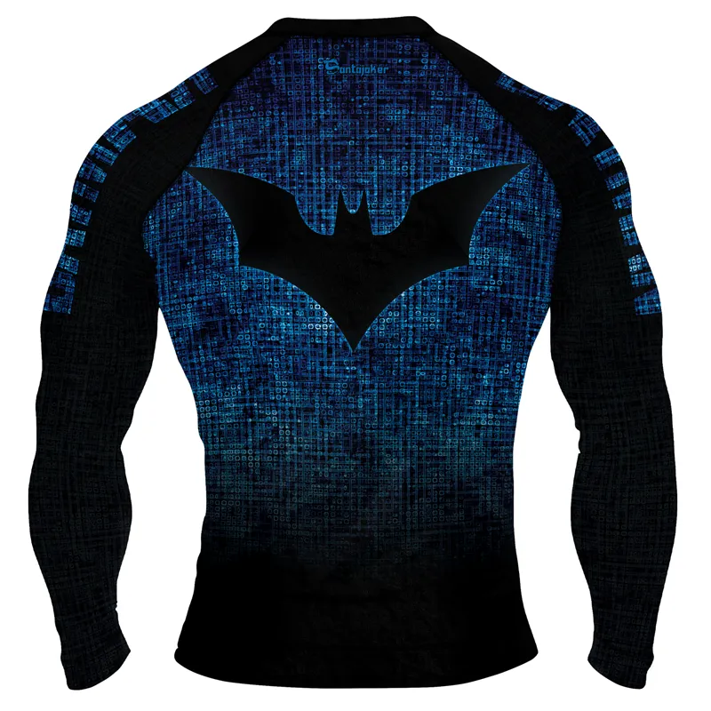 Blue Shadow Bat Men's Long Sleeve Rash Guard