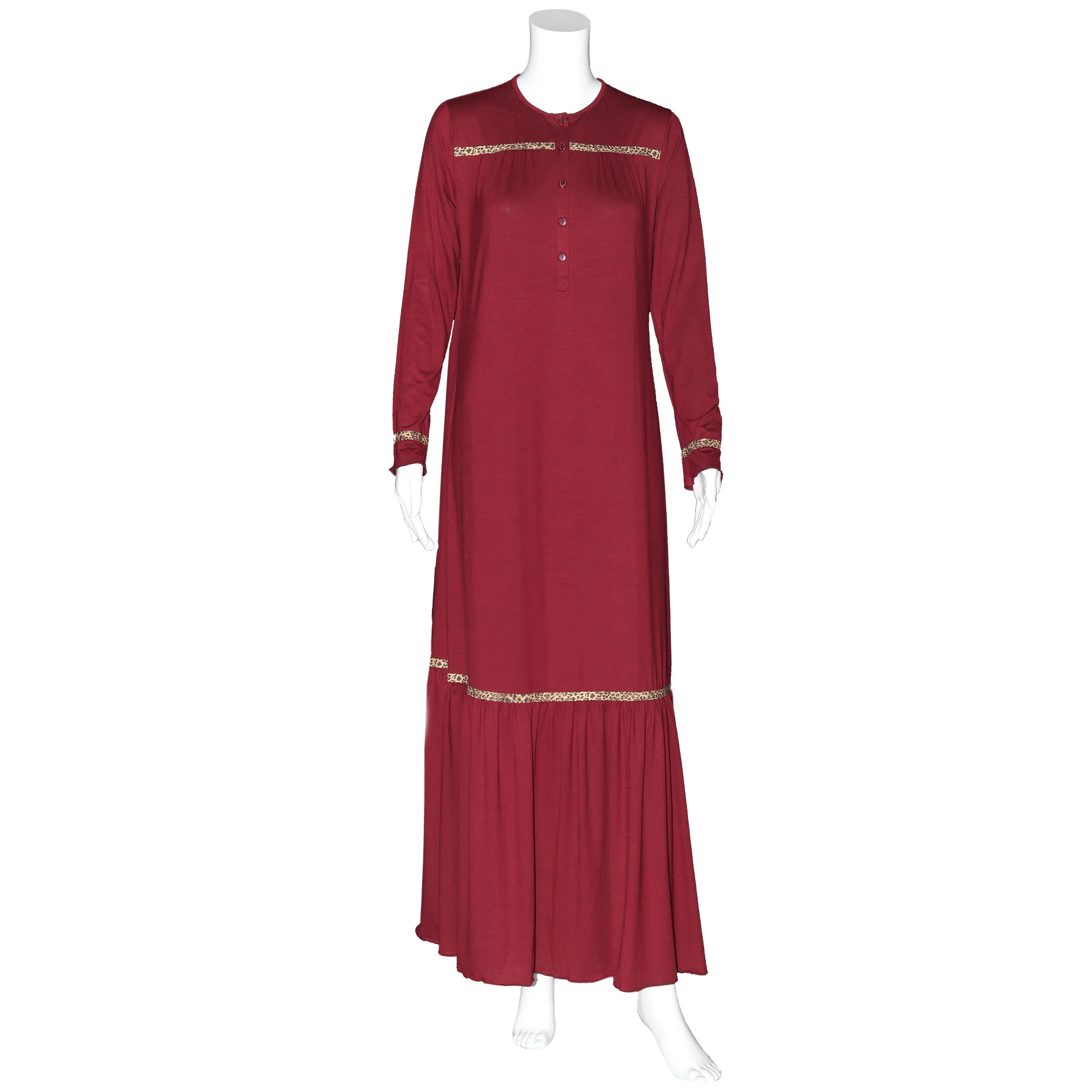 Button Front Ruffle Bottom Nightgown IDA 226POLO