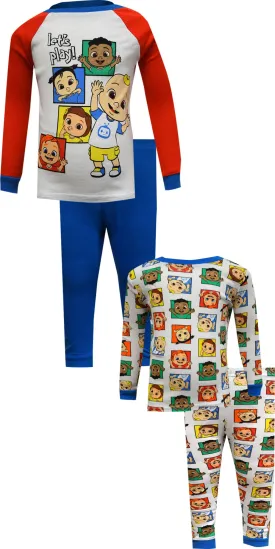 Cocomelon Let's Play Cotton 4 piece Toddler Pajamas