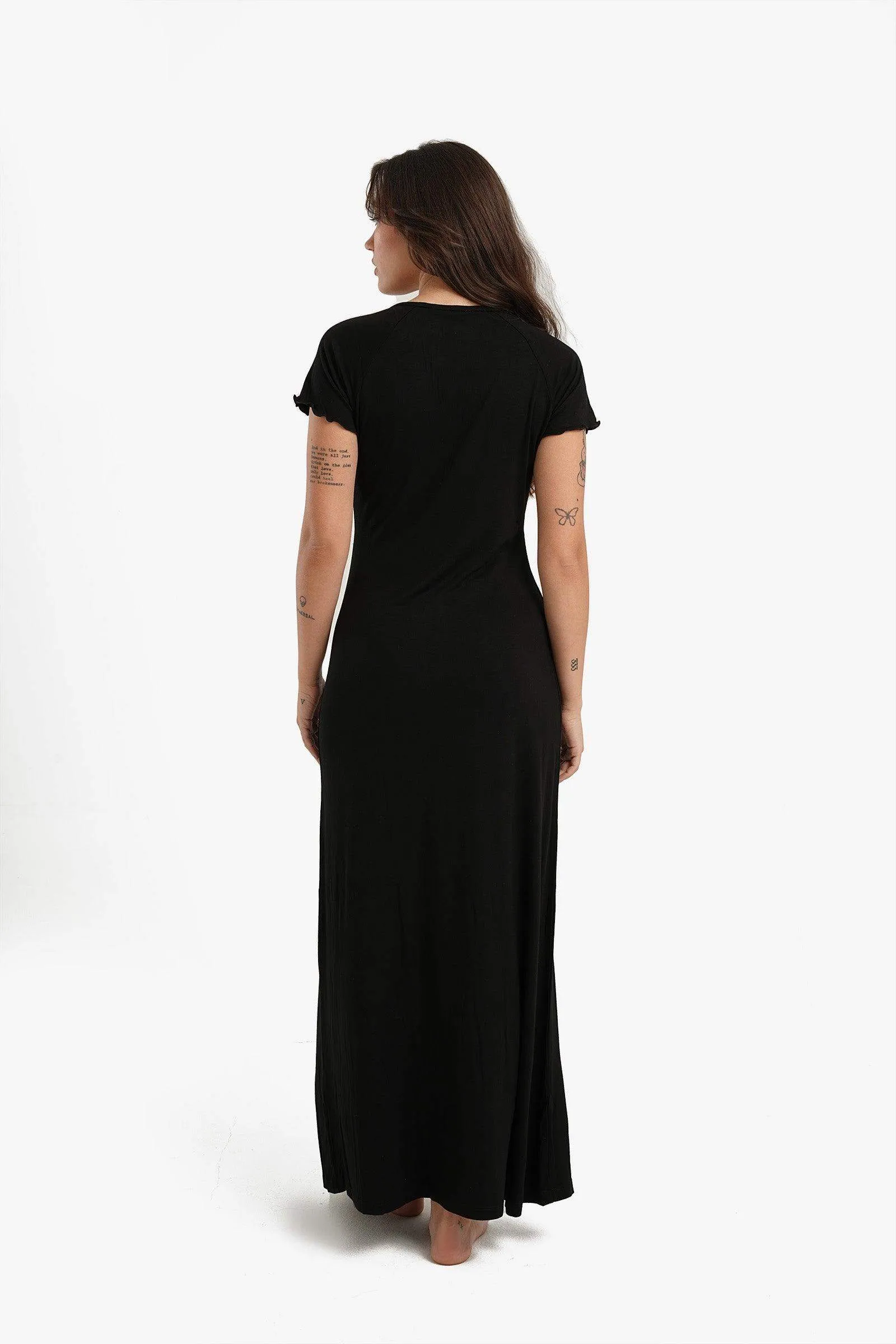 Frilled Short Sleeves Nightgown