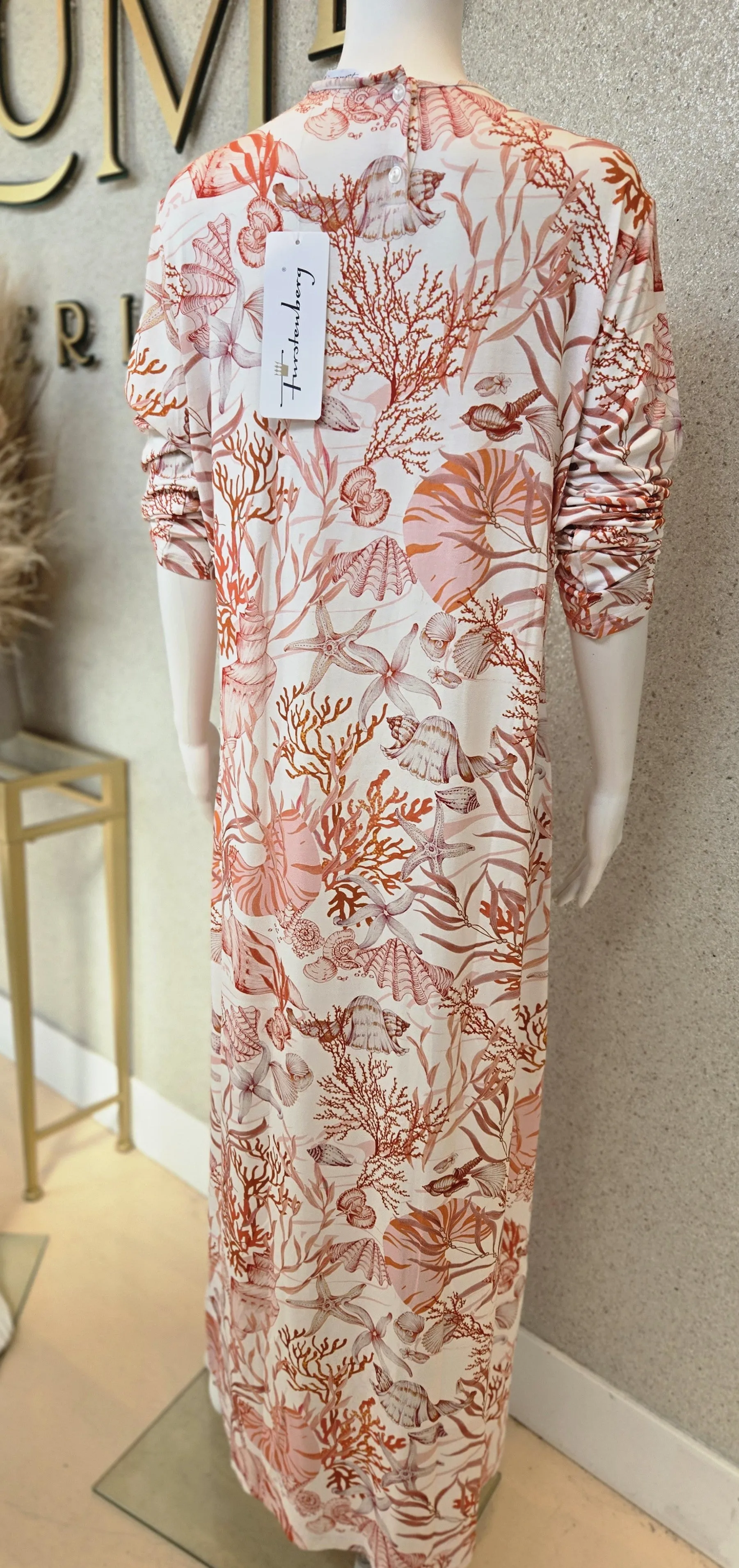 Furstenberg Printed Nightgown, White/Coral