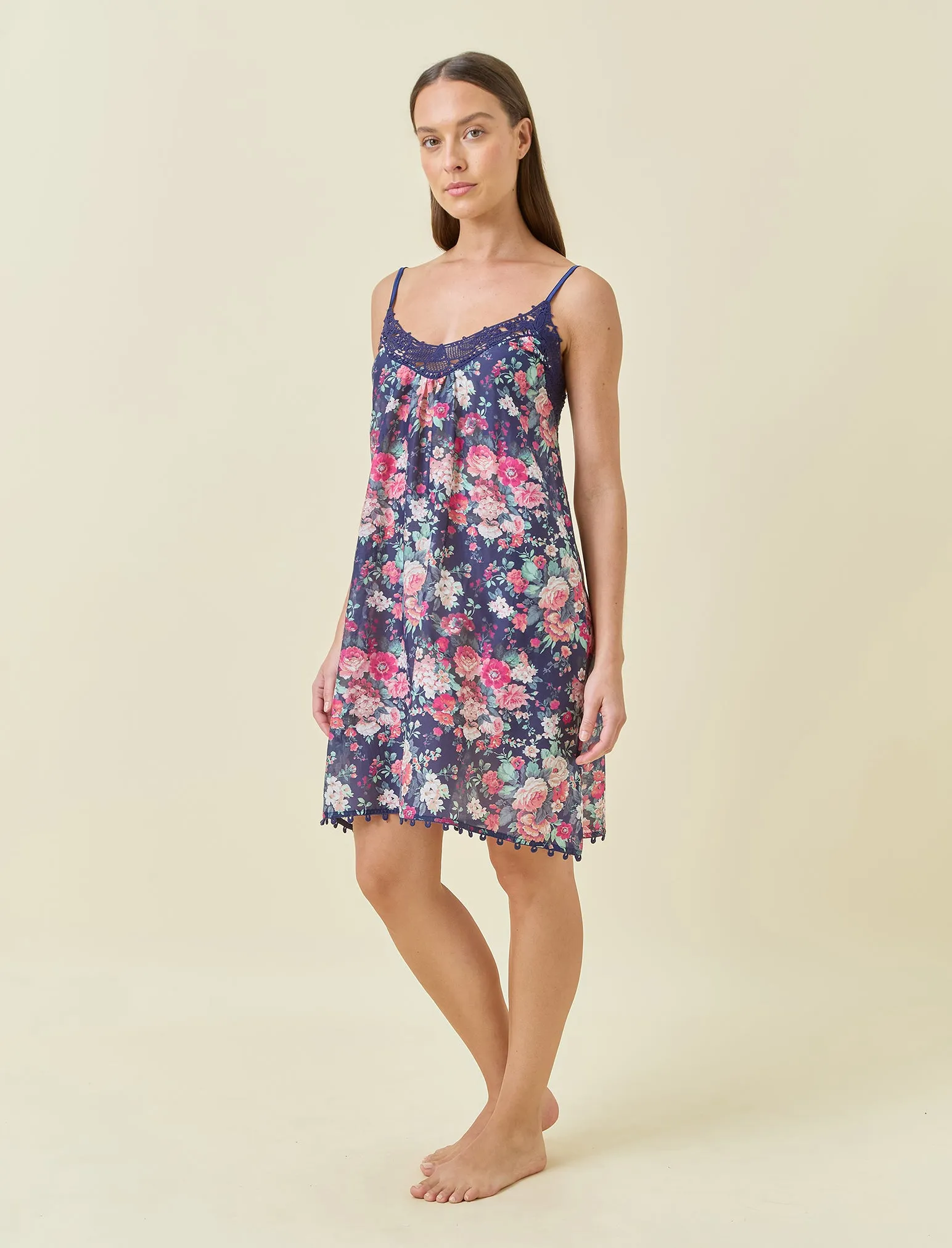 Grace Lace Front Midi Nightgown