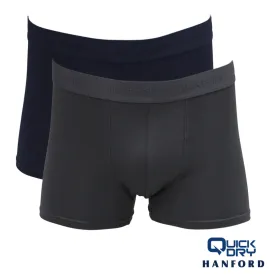 Hanford Men Quick Dry Travel Fitness Boxer Briefs - Forged Iron/Navy Blazer (2in1 Pack)