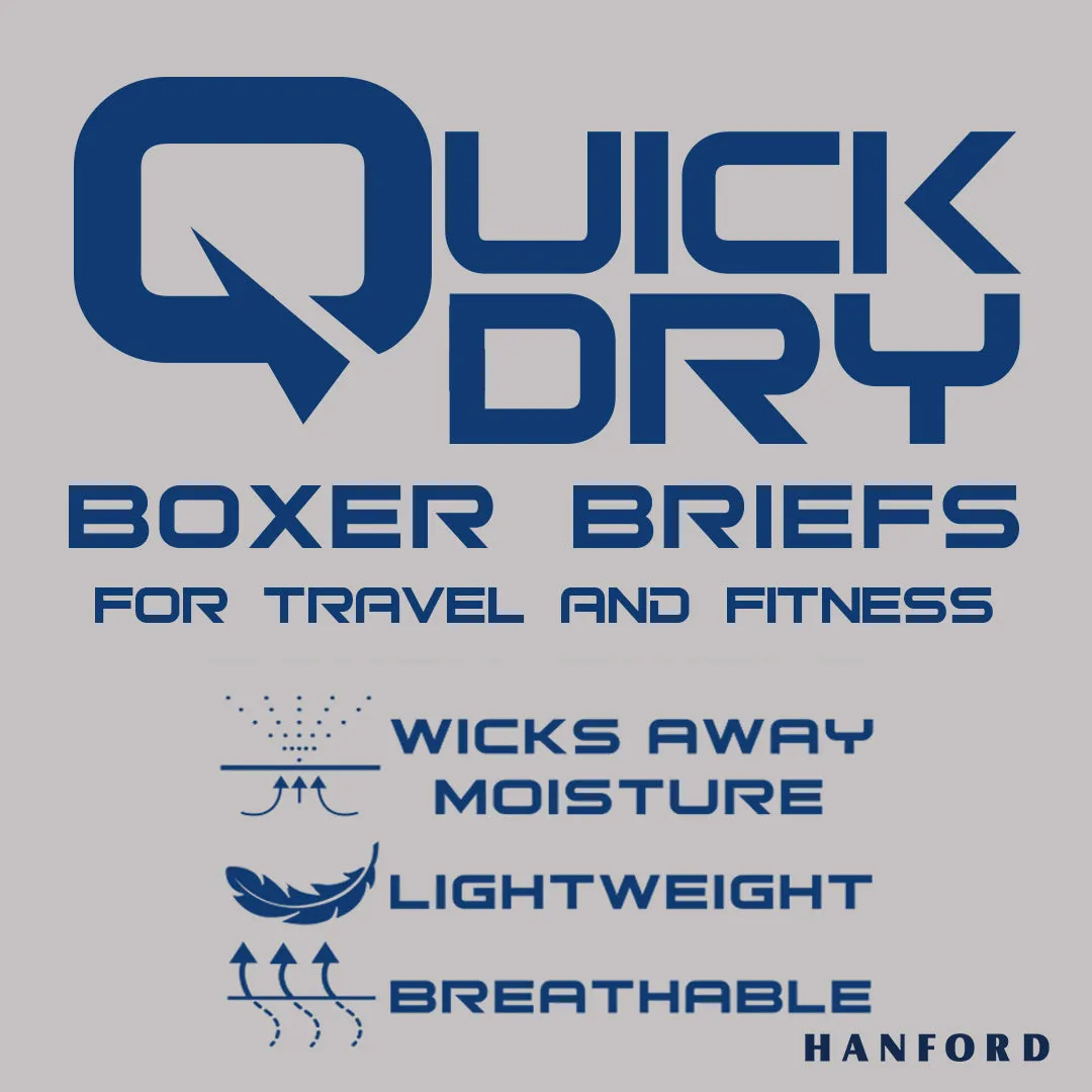 Hanford Men Quick Dry Travel Fitness Boxer Briefs - Forged Iron/Navy Blazer (2in1 Pack)