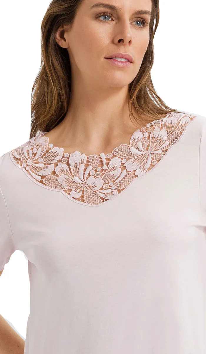 Hanro 100% Cotton Nightgown with Short Sleeve in Pink Hope 6922 SALE