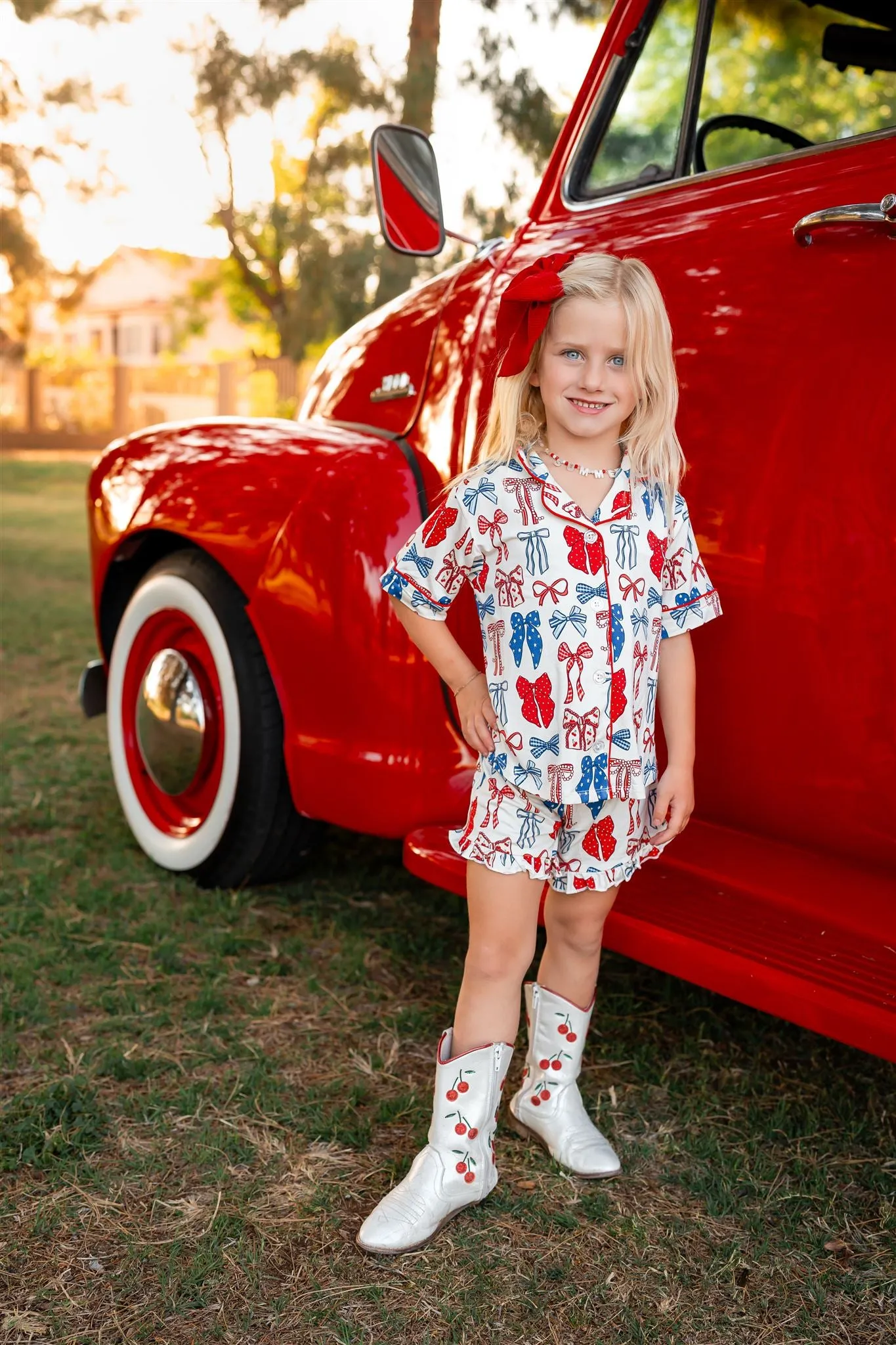 In My Jammers Red White & Blue Kids Button Up Short Set