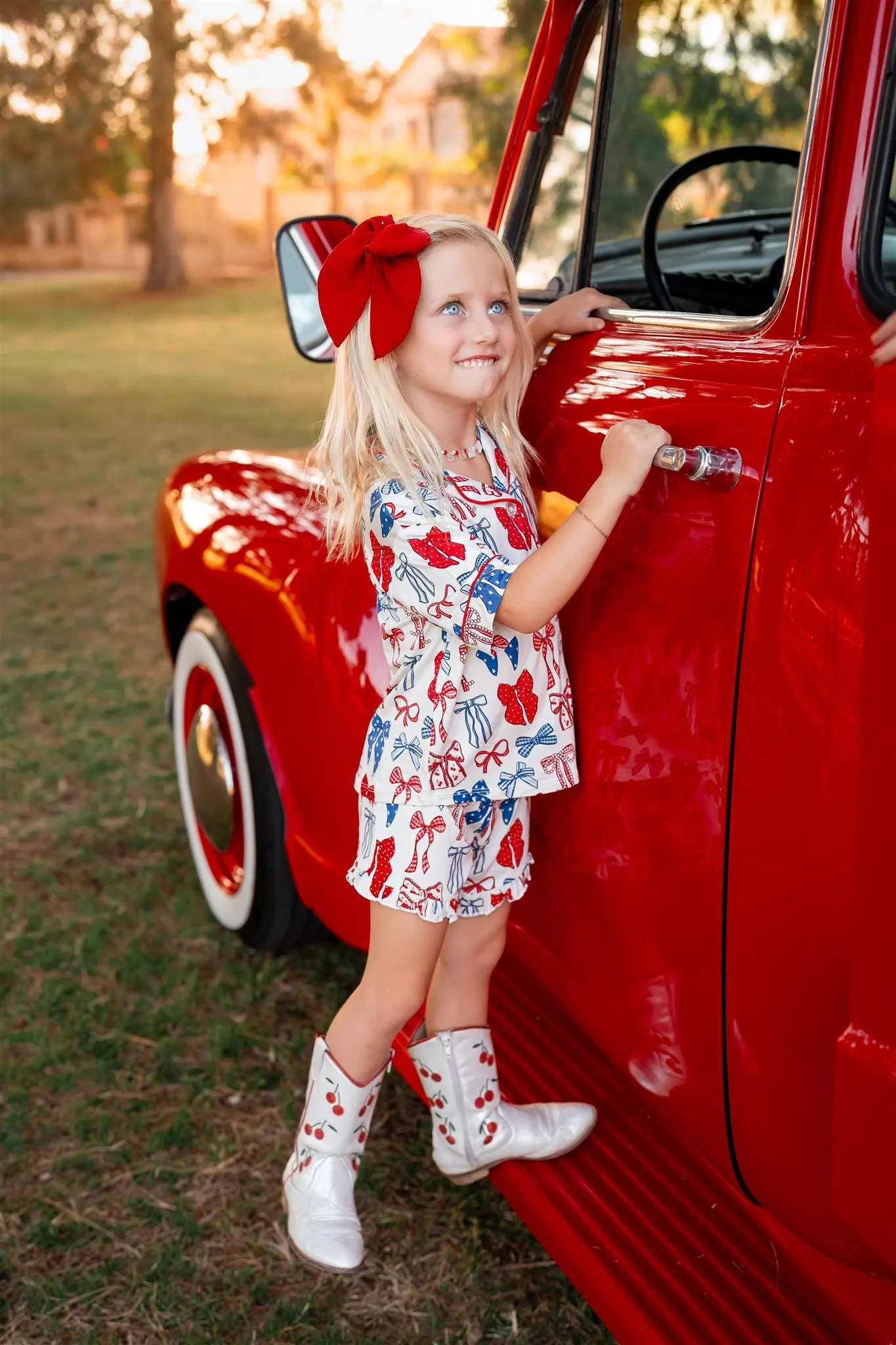 In My Jammers Red White & Blue Kids Button Up Short Set
