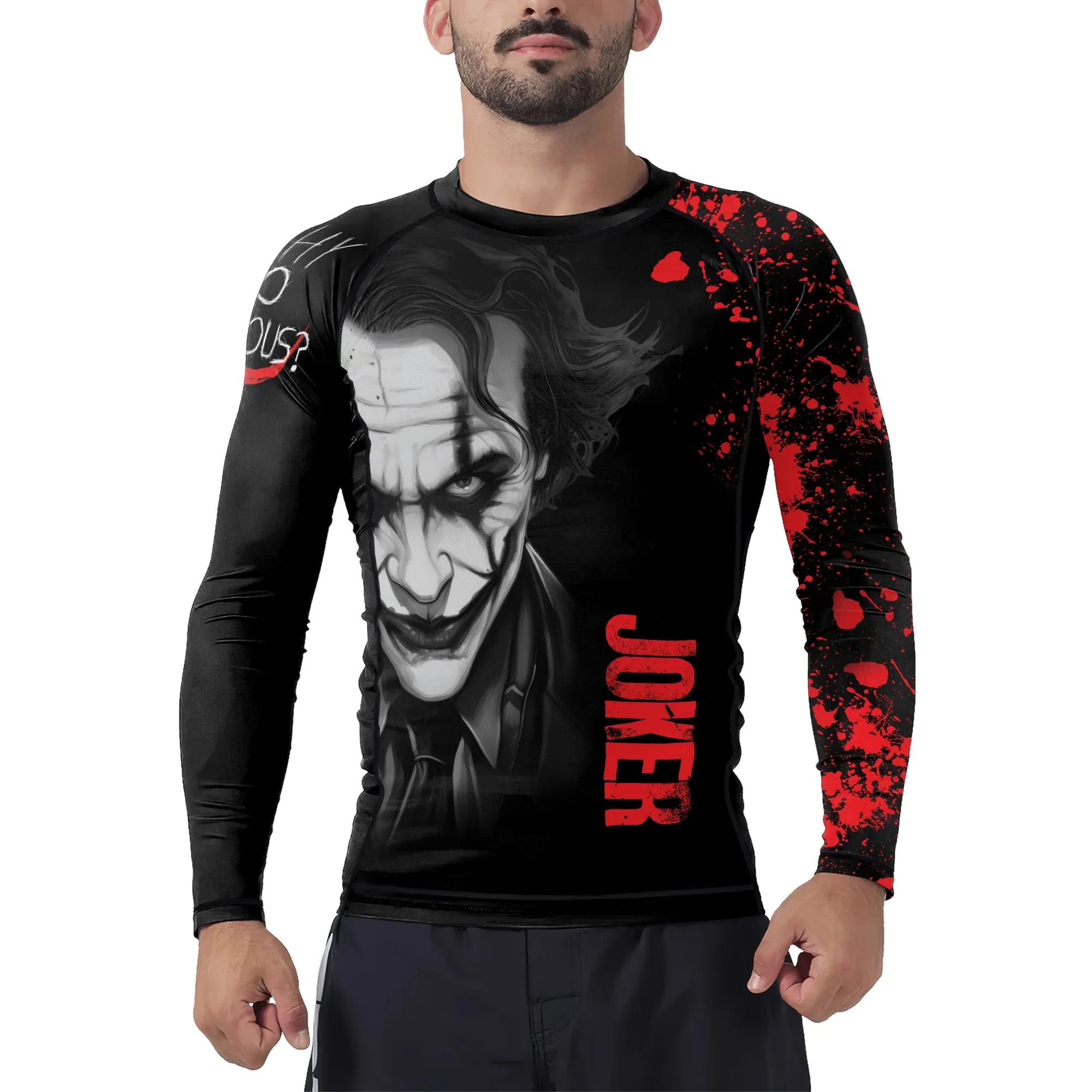 Joker Horror Why So Serious Men's Long Sleeve Rash Guard