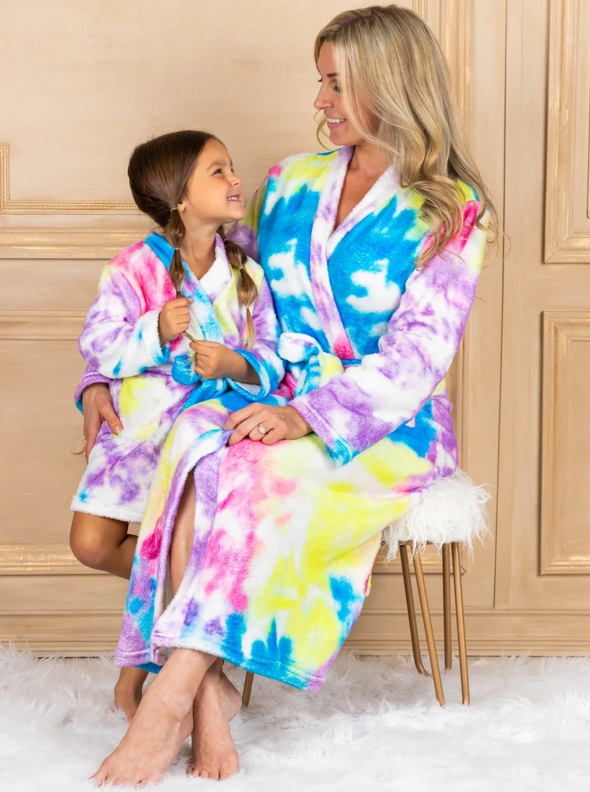 Mommy And Me Tie Dye Rainbow Bathrobe
