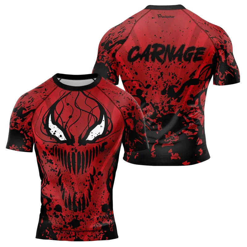Red Carnage Men's Short Sleeve Rash Guard