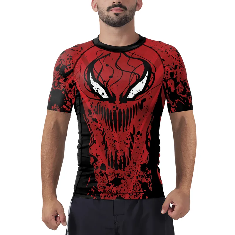 Red Carnage Men's Short Sleeve Rash Guard