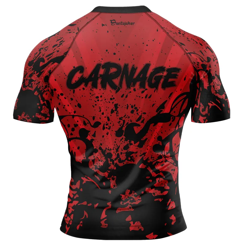 Red Carnage Men's Short Sleeve Rash Guard