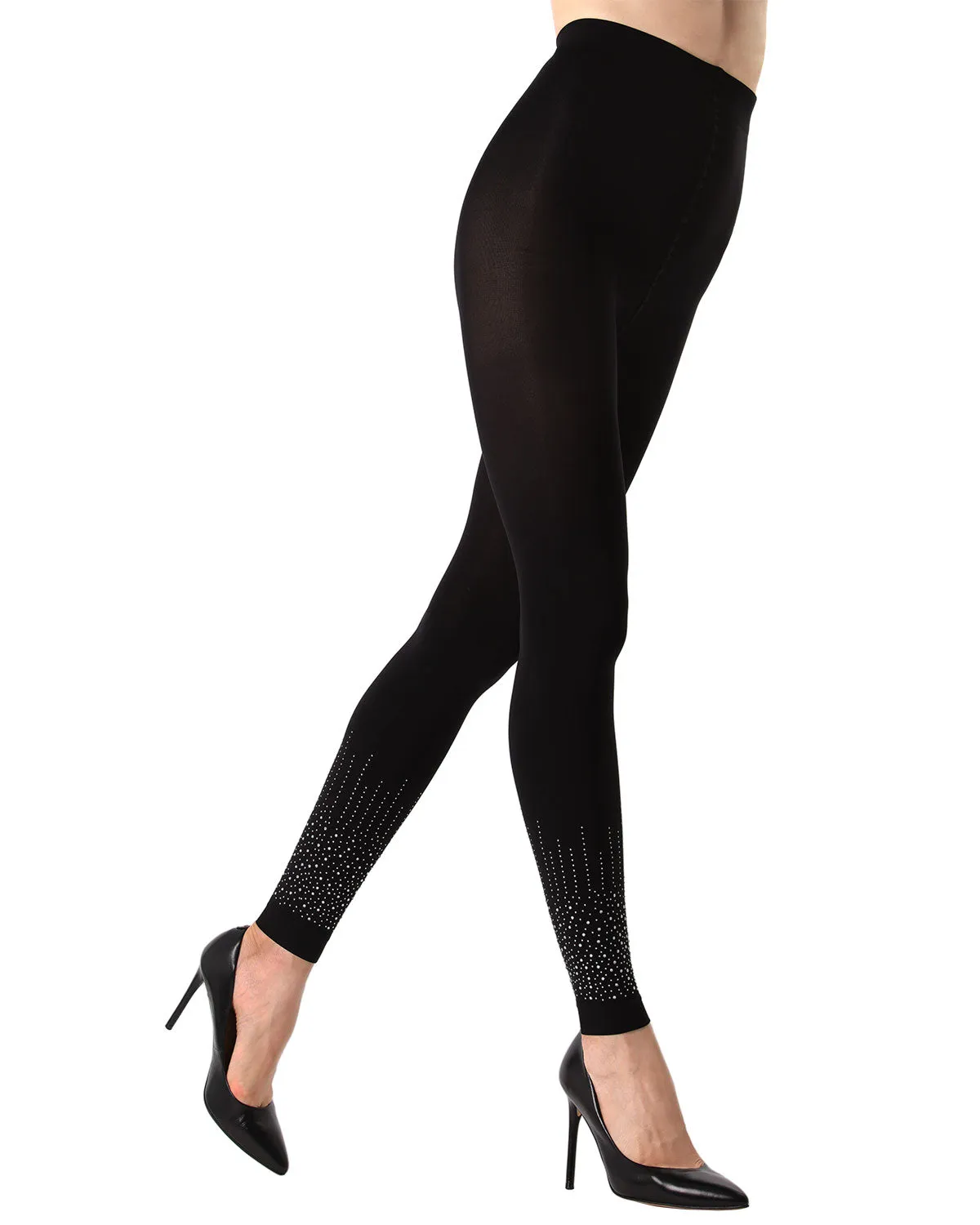 Rhinestone Starburst Footless Opaque Tights
