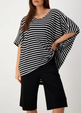 Tavera Oversized Bamboo Top - Black & White Stripe