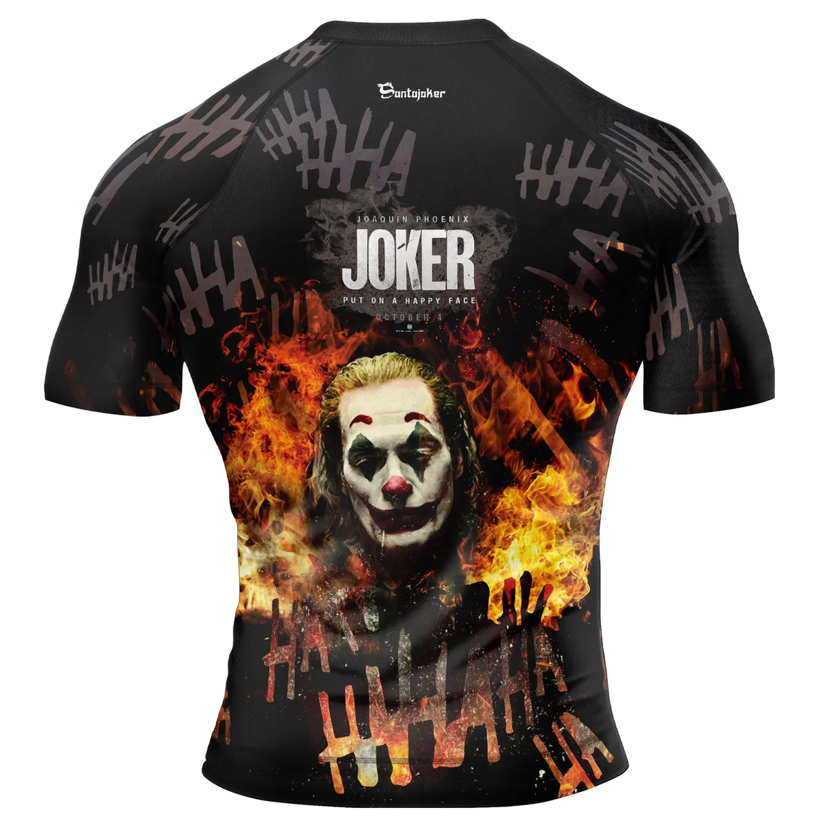 The Joker Put On A Happy Face Black Men's Short Sleeve Rash Guard