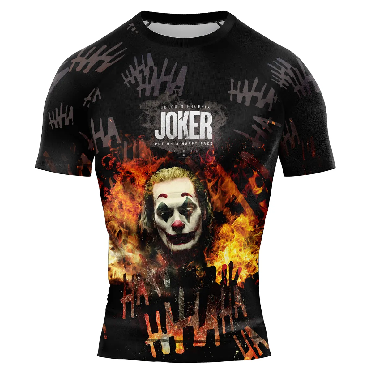 The Joker Put On A Happy Face Black Men's Short Sleeve Rash Guard