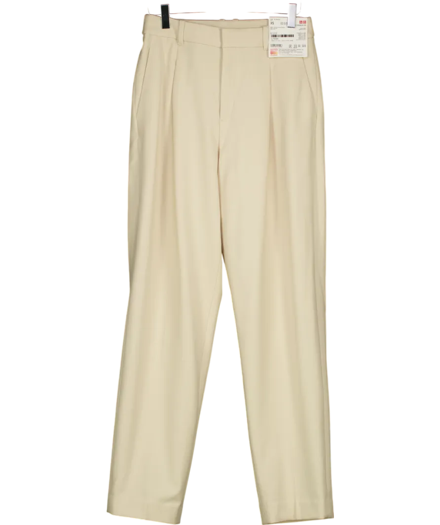 Uniqlo Cream Heat Tech Pleated Trousers UK XS