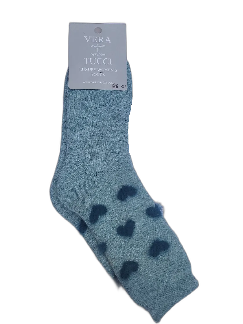 VERA TUCCI HEARTS DESIGN WOMEN'S THERMAL WINTER SOCKS RMD2305-86-01 NEW FOR AW23!
