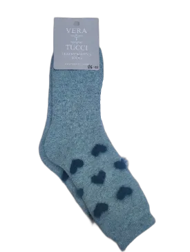 VERA TUCCI HEARTS DESIGN WOMEN'S THERMAL WINTER SOCKS RMD2305-86-01 NEW FOR AW23!