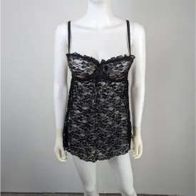 Victoria's Secret Black Lacey Babydoll Nightgown - Medium