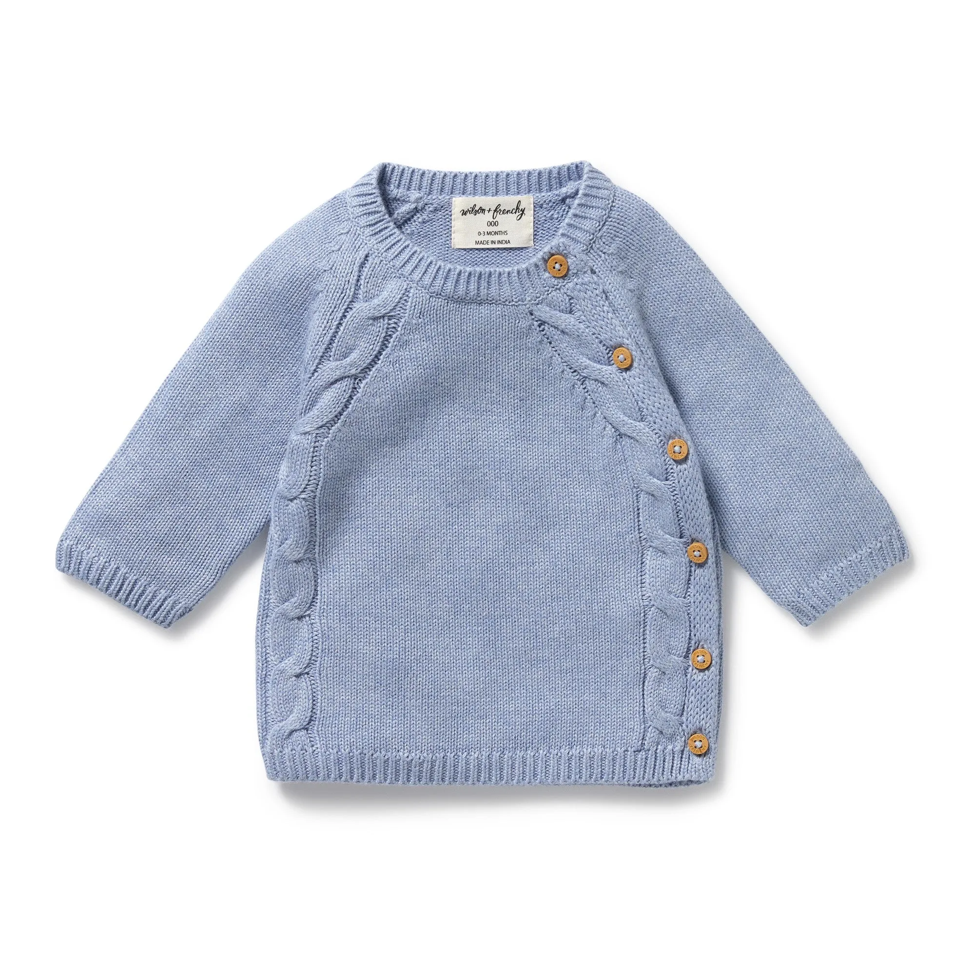 Wilson & Frenchy - Blue Speckle Organic Knitted Kimono Cardigan