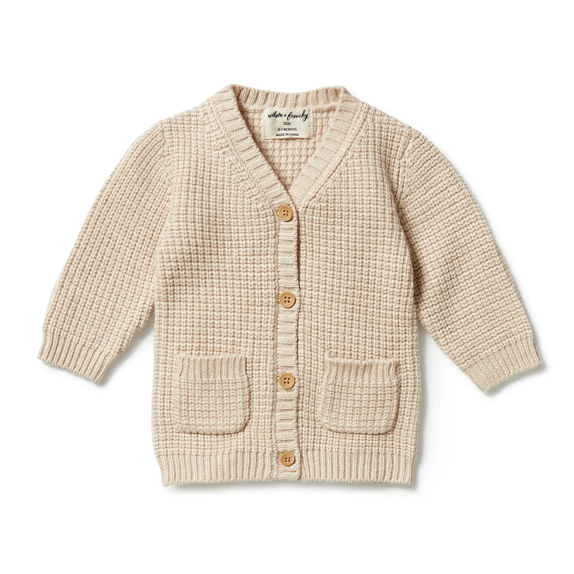 Wilson and Frenchy Knitted Button Cardigan - Oatmeal Melange