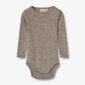 Wool Silk Body L/S Lucca - khaki melange